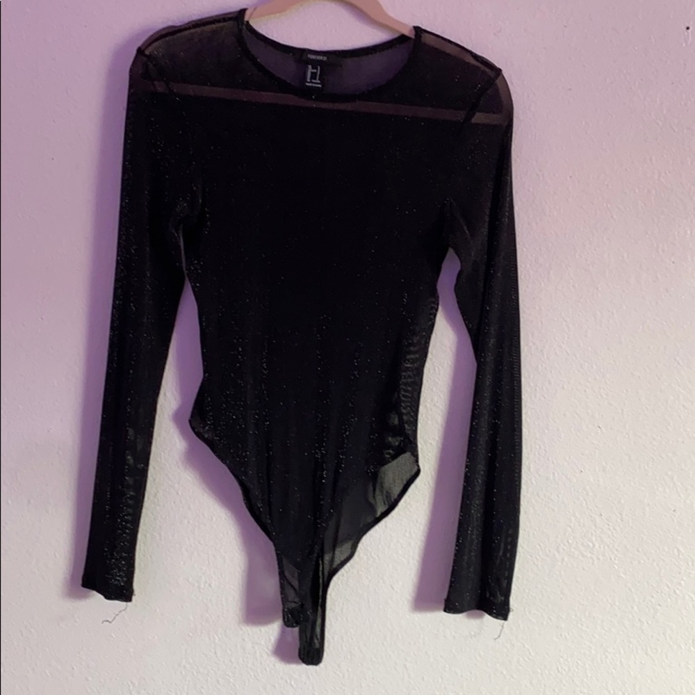 SPARKLY MESH BLACK BODYSUIT